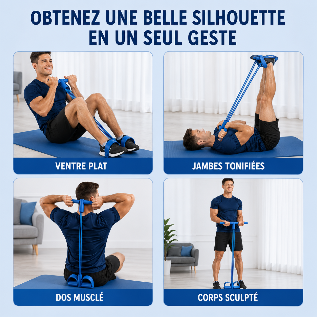 Appareil Fitness 2-en-1 avec Élastiques | Renforcement Musculaire à Domicile – Magicloo