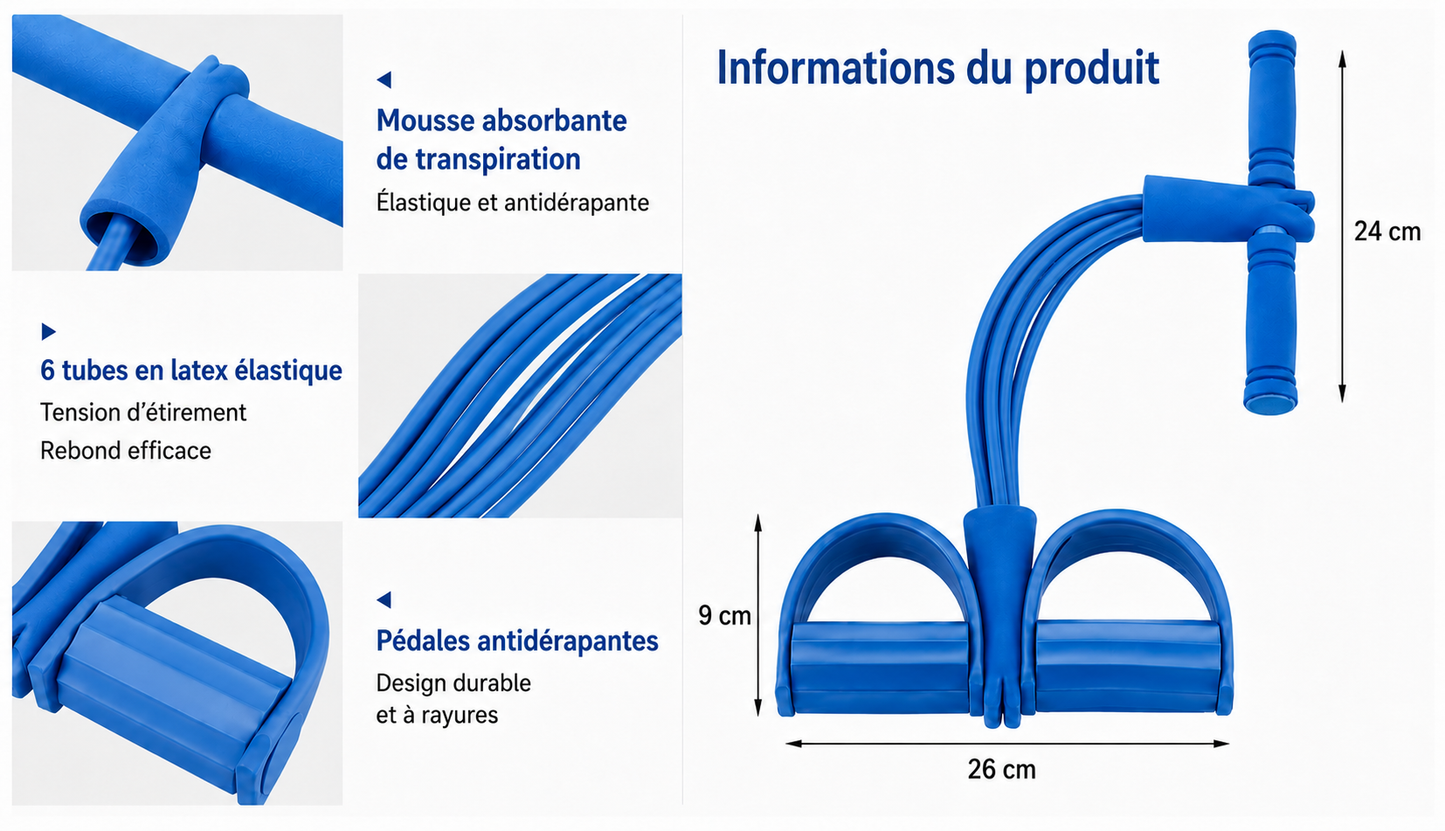 Appareil Fitness 2-en-1 avec Élastiques | Renforcement Musculaire à Domicile – Magicloo