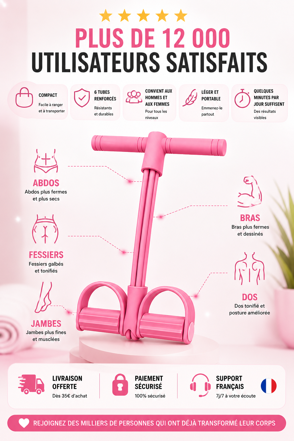 Appareil Fitness 2-en-1 avec Élastiques | Renforcement Musculaire à Domicile – Magicloo